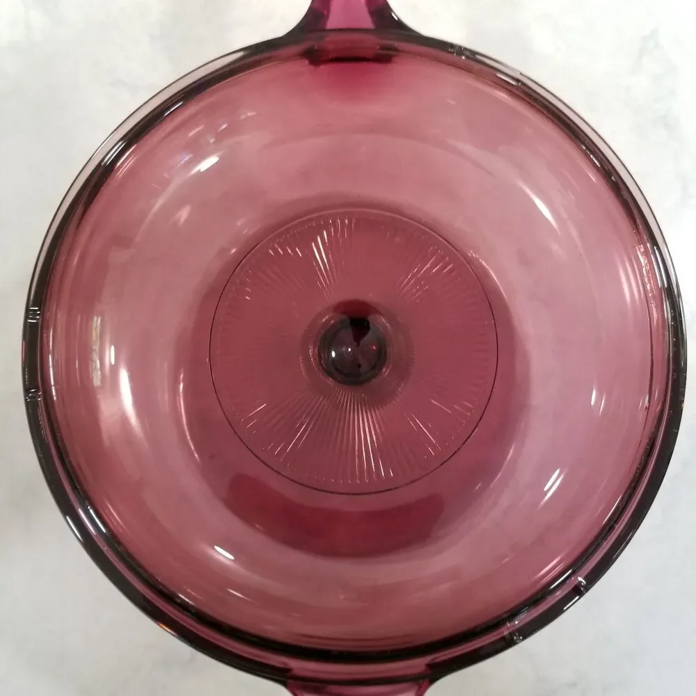 CorningWare Visions Cranberry 2.5L Saucepan w/ Lid – No Chips or Cracks